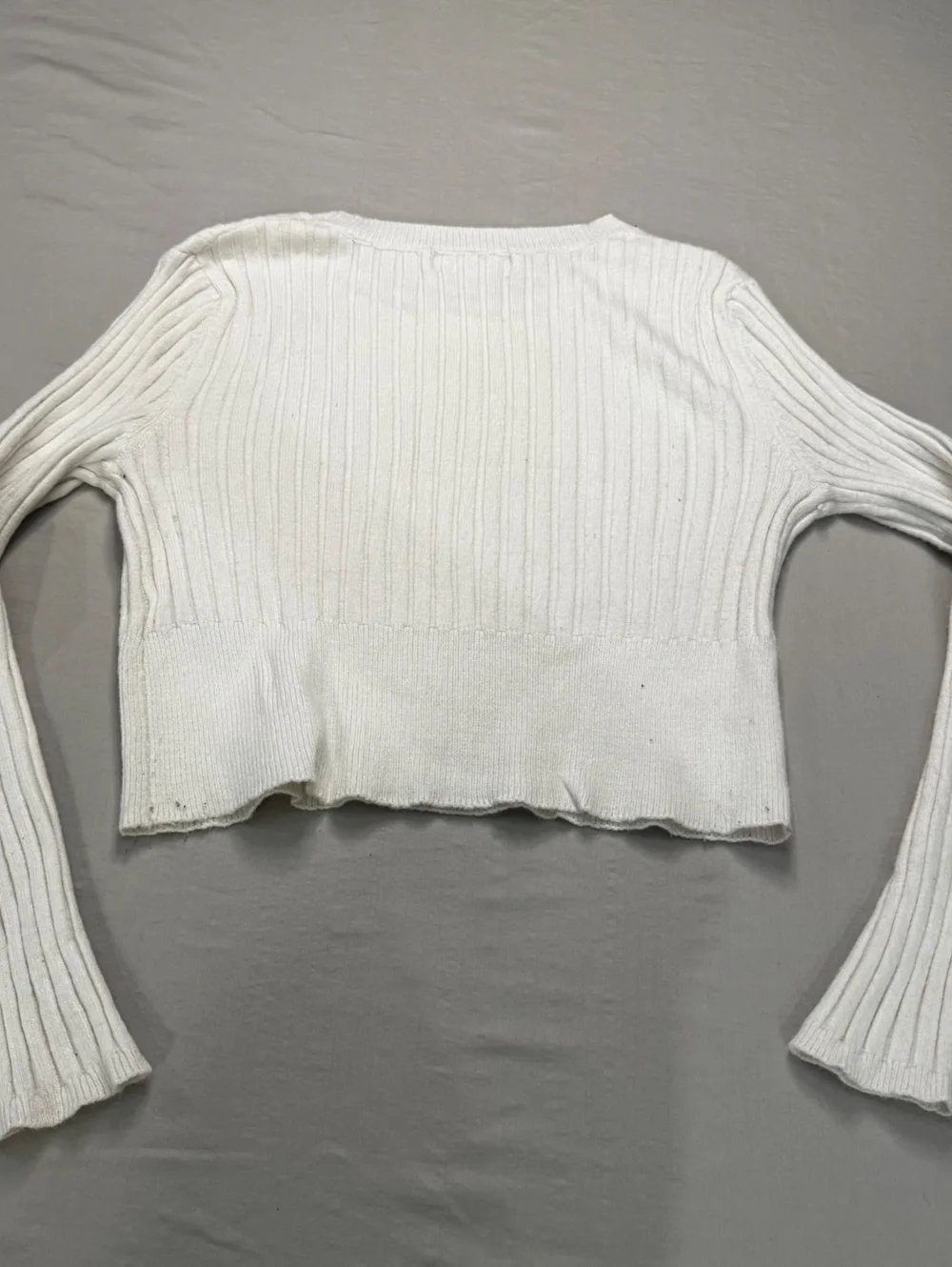 Madden Girl White Ivory Ribbed Cropped Sweater Y2K Fitted Knit M
